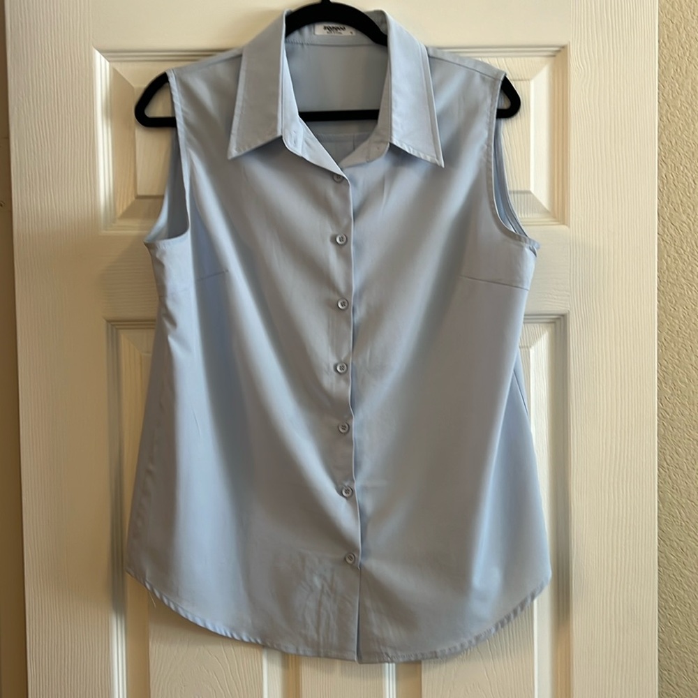 Zeagoo button down gray blue blouse
